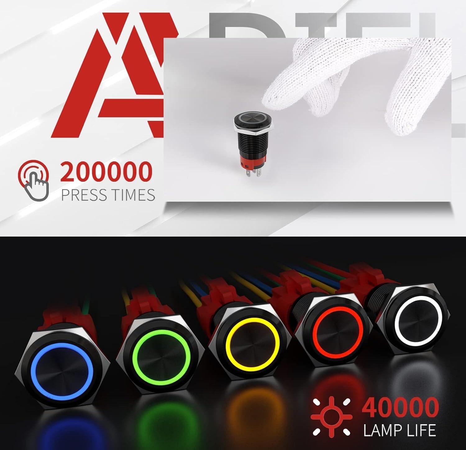 Durable 12V Push Button Switch with High-Performance LED and Waterproof Shell