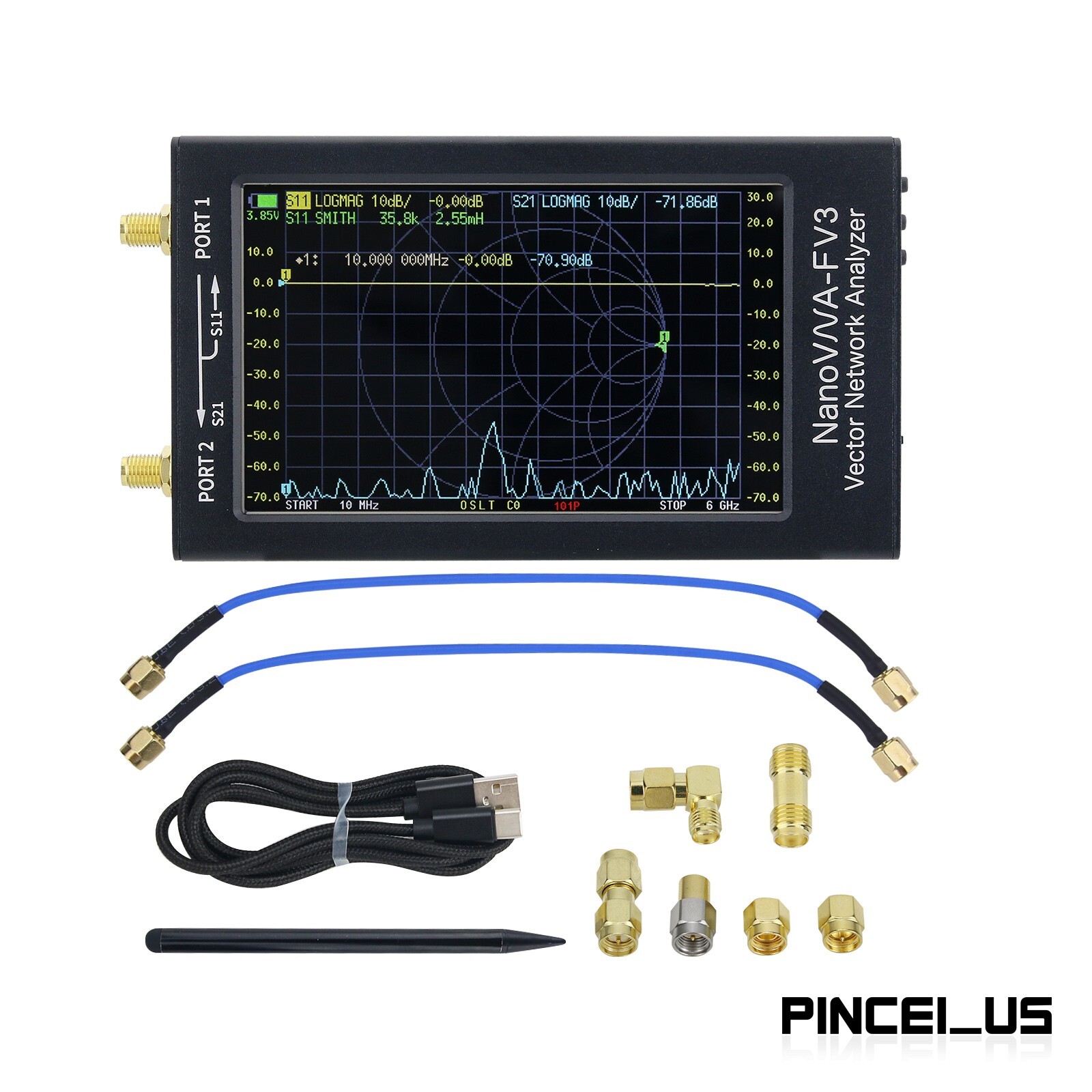 NanoVNA-F V3 1MHz-6GHz Vector Network Analyzer for MF/HF/VHF/UHF/SHF Antenna NEW