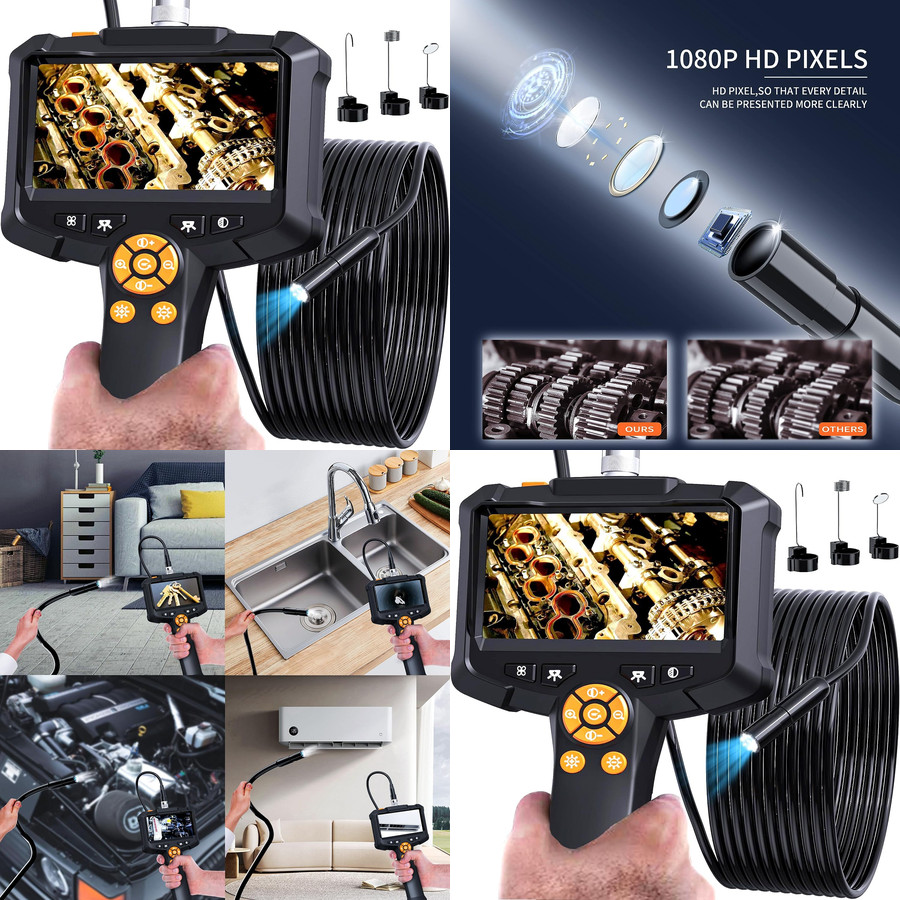 HD Industrial Endoscope Borescope Inspection IP67 Waterproof  4.3" Camera Light