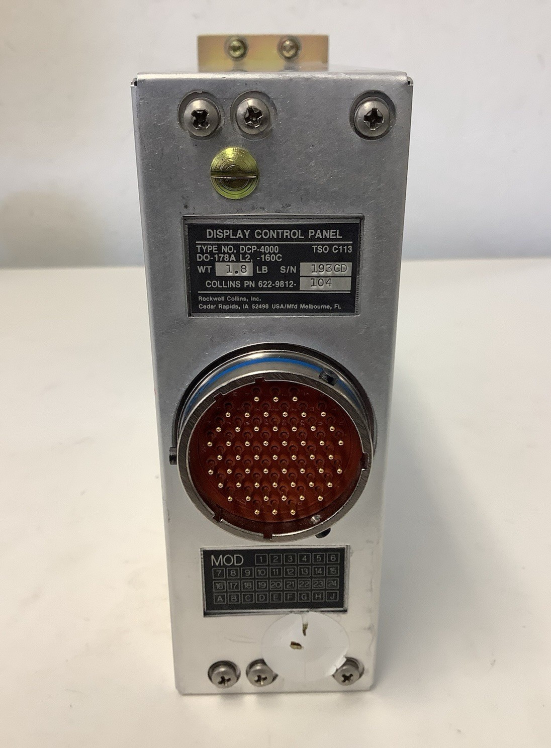 Collins Display Control Panel DCP-4000 622-9812-104