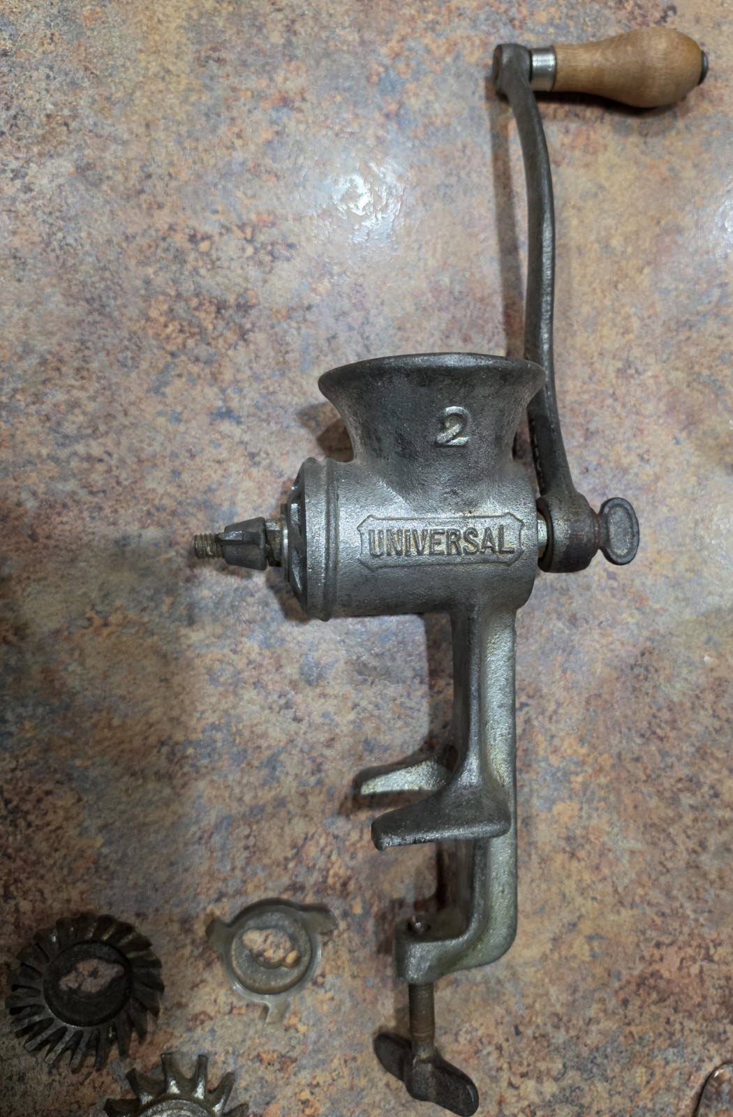 Vintage Universal No. 2 Cast Iron Food Chopper W/Attachments