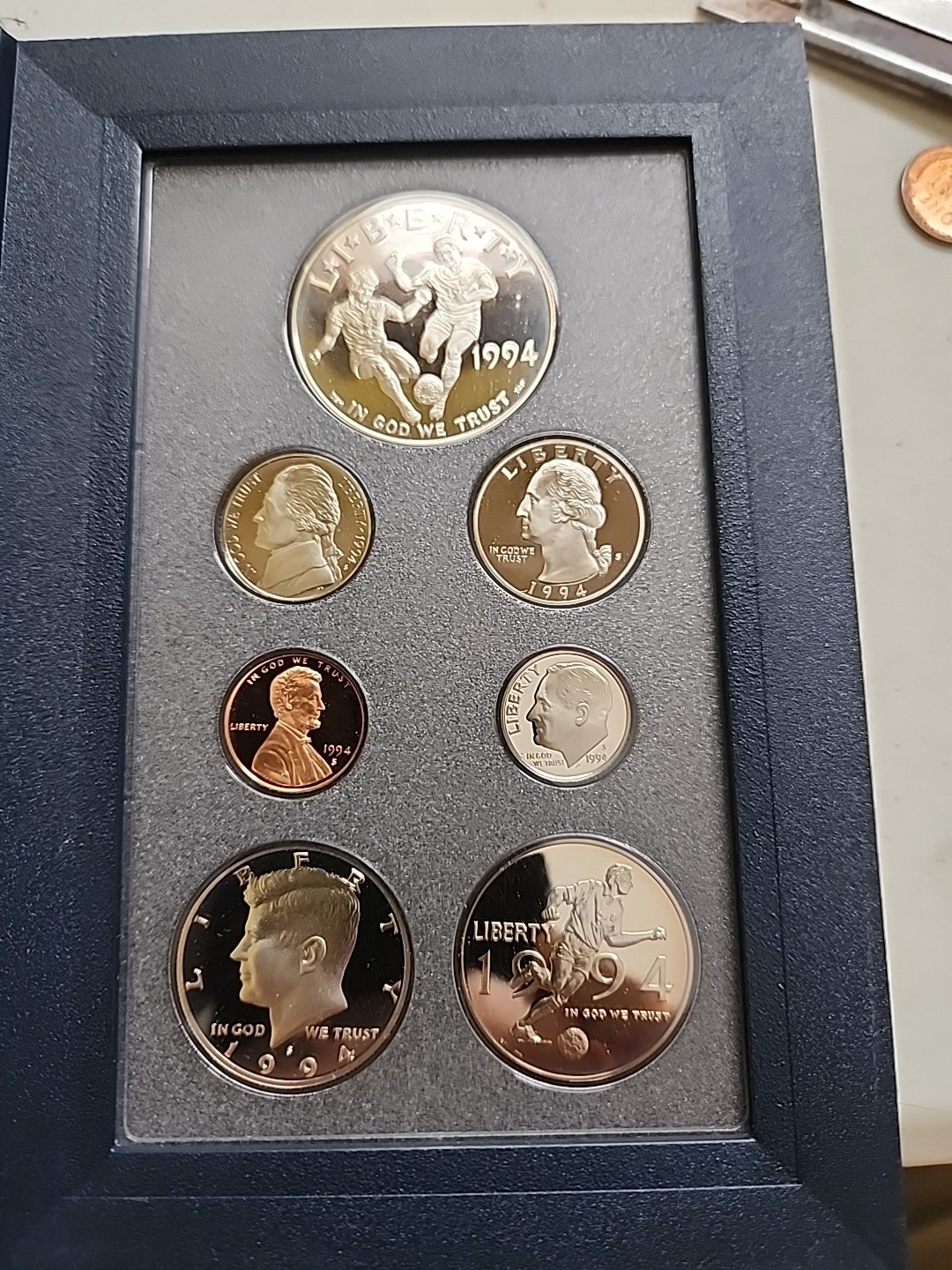 1994 United States Prestige Proof Set 7 Coin Set w/ 90% Silver Dollar Box & COA