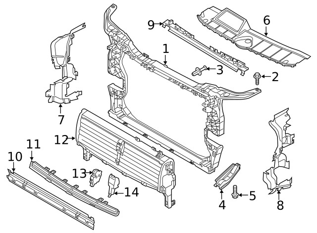 Genuine Audi Radiator Support Baffle 80A-121-674-H