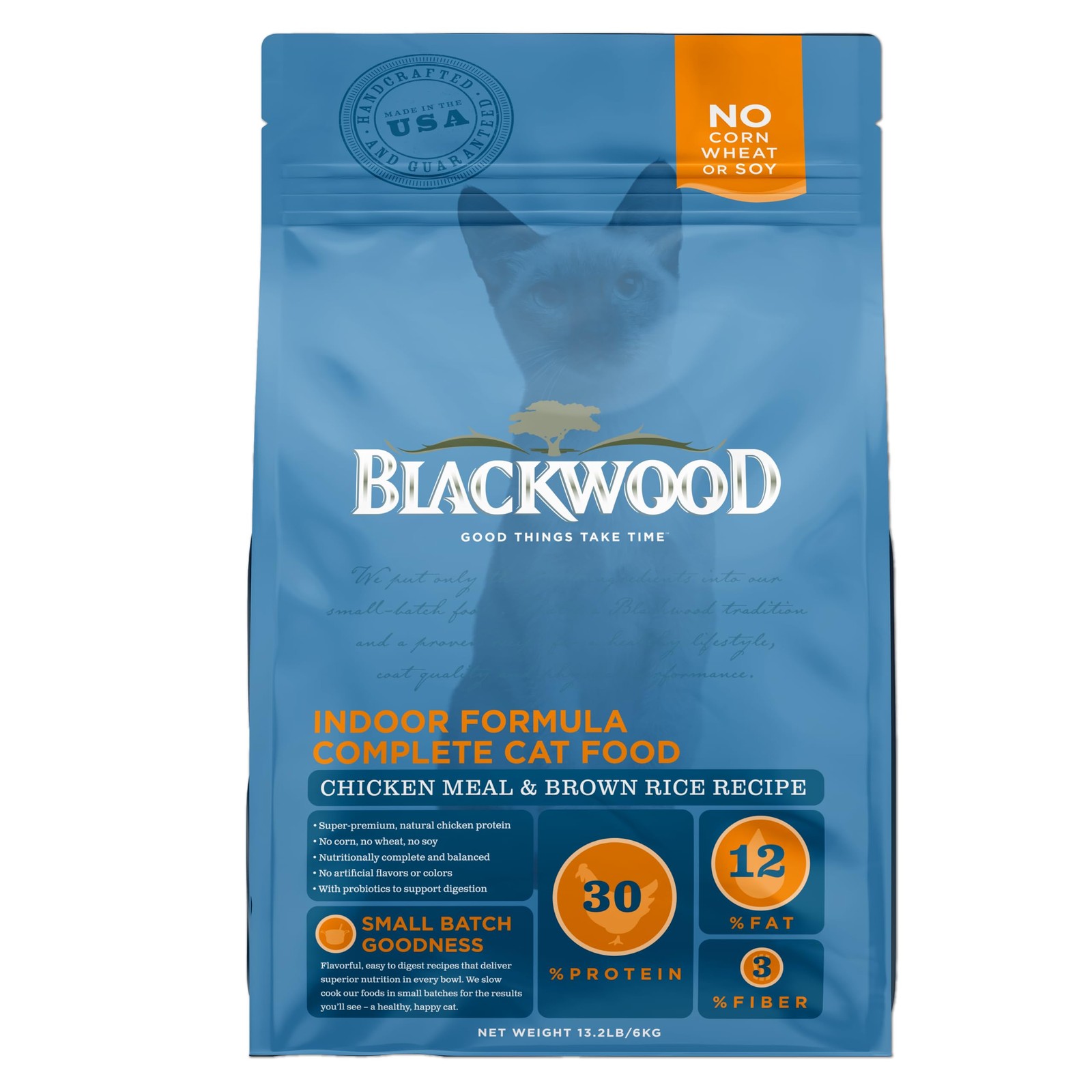 Blackwood Dry Cat Food, Indoor Formula, Chicken Meal & Brown Rice Recipe, 13.2 P
