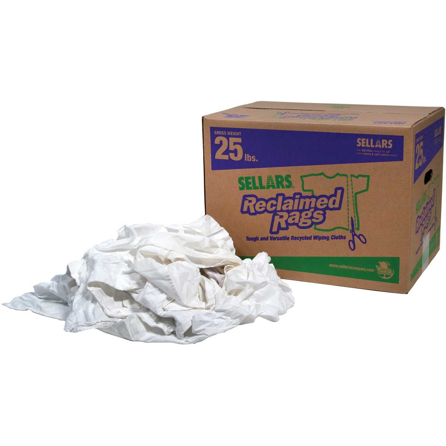 Sellars 99209 Reclaimed Rags Pure White 25 Lbs.