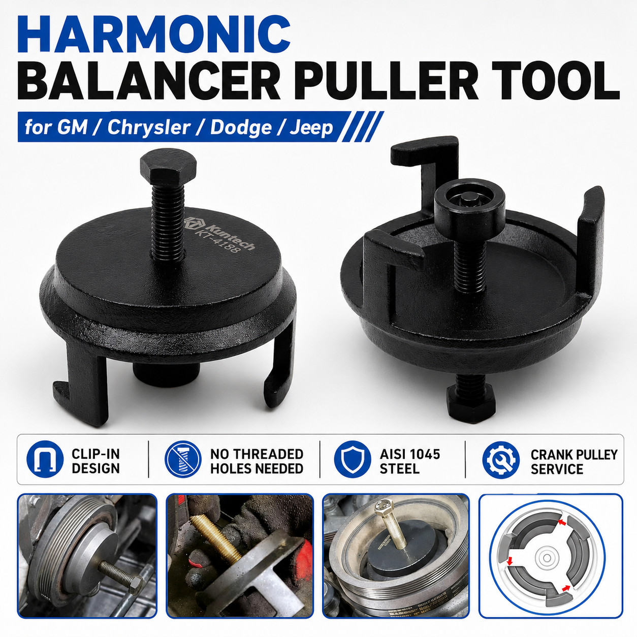 Harmonic Balancer Puller Tool for GM Chrysler Dodge Jeep LS Crank Pulley 25264