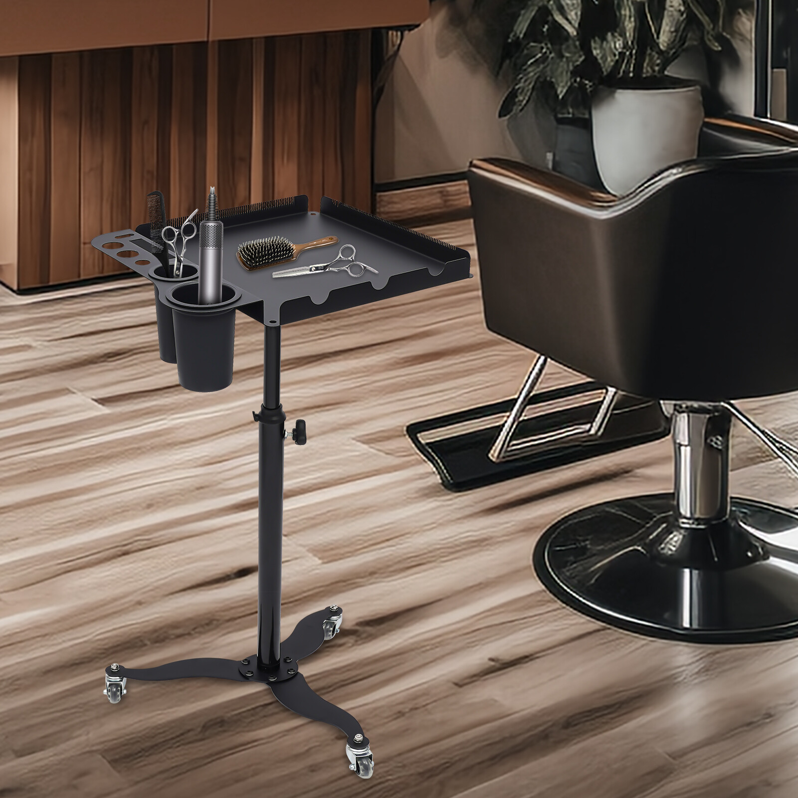 Salon Rolling Tray Beauty Hair Stylist Storage Mobile Trolley Cart with 2 Bowls