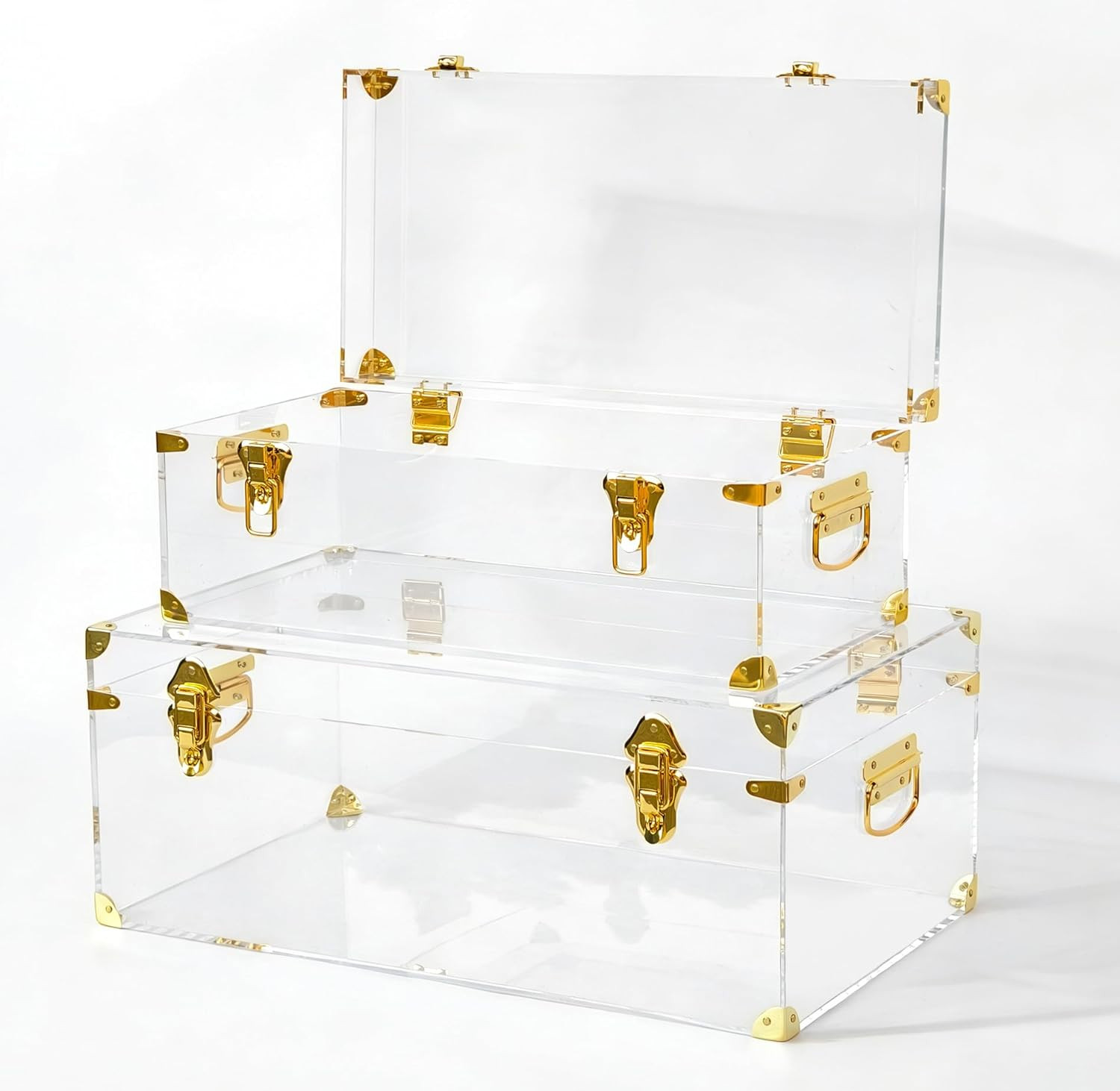 Acrylic Storage Chest Decorative Trunk Set of 2 Keepsake Box College Dorm Organi