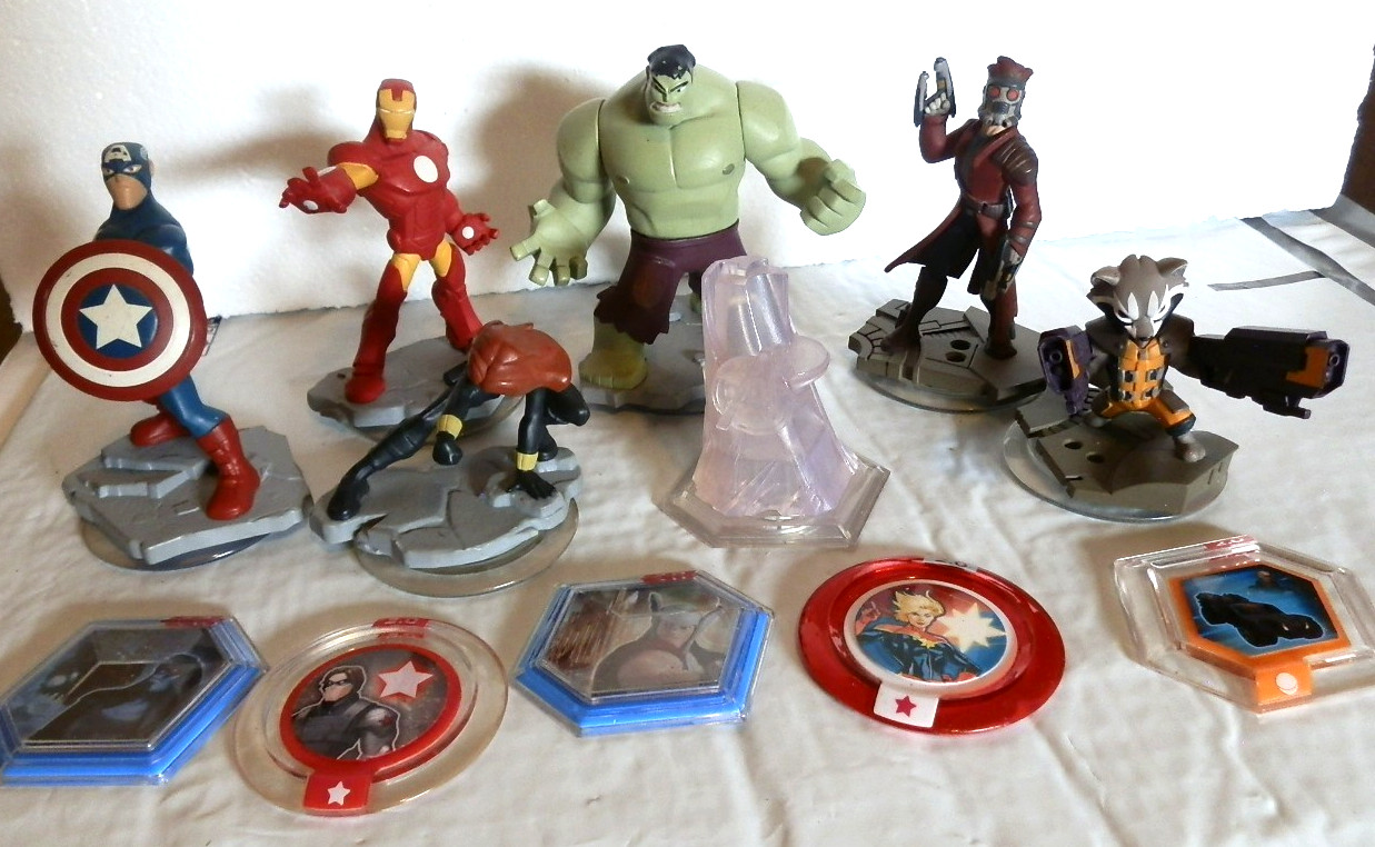 Disney Infinity 2.0 6 Avengers Characters Crystal & Power Discs