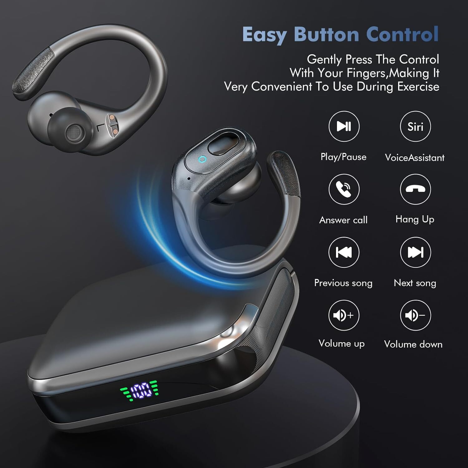 Bluetooth Earbuds 75H Playtime IP7 Waterproof for Running