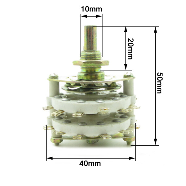 Band Switch Rotary Channel Selector 2 Deck 2 Pole 7 Position Throw 2P7T + Knob