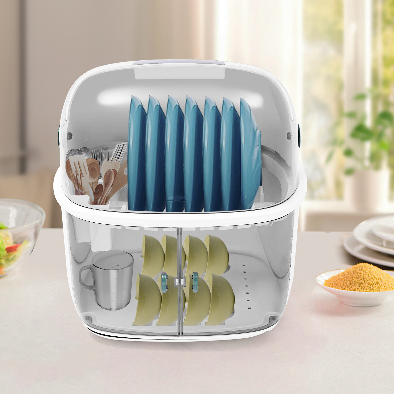2 Tier Kitchen Dish Drying Rack Plastic Drying Rack 2-tier Dish Drying Rack