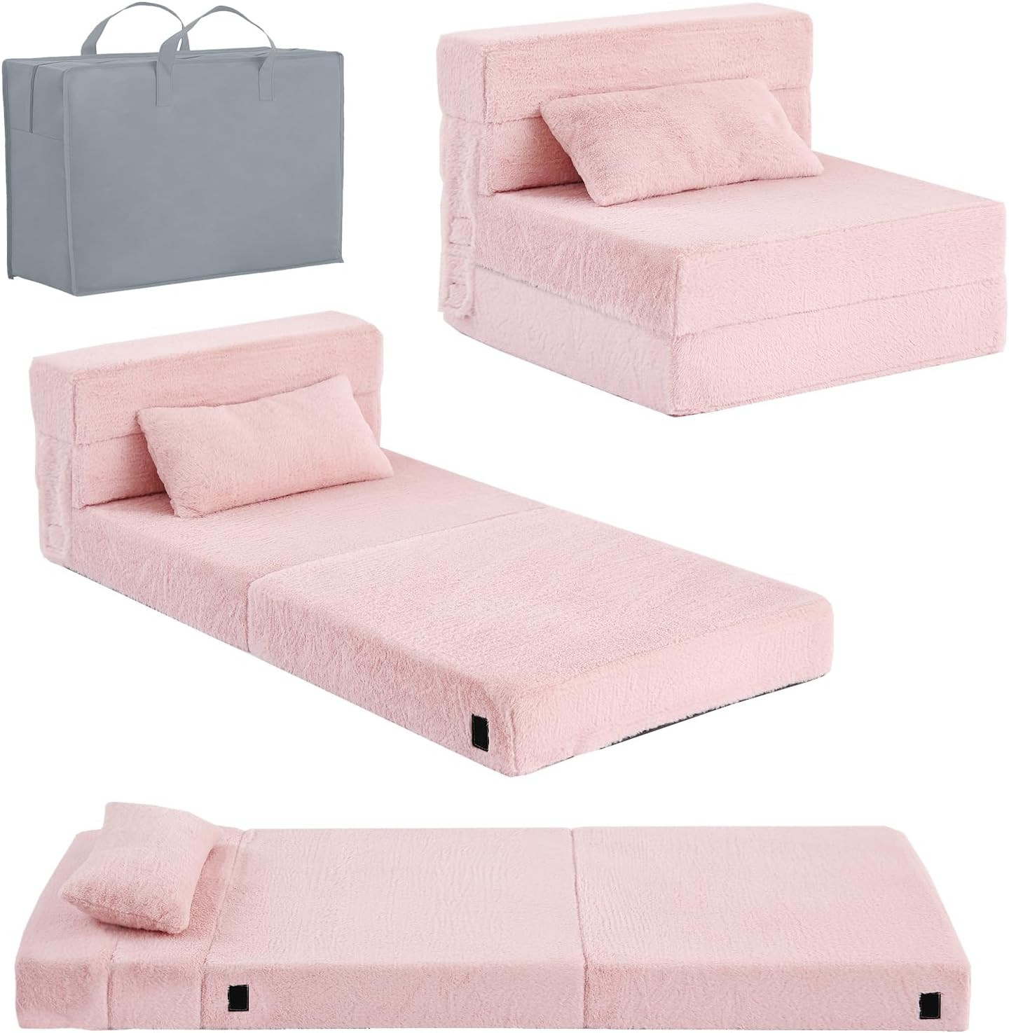 Kids Folding Sofa Bed Floor Mattress Toddler Play Couch Nap Mat With Pillow Bag