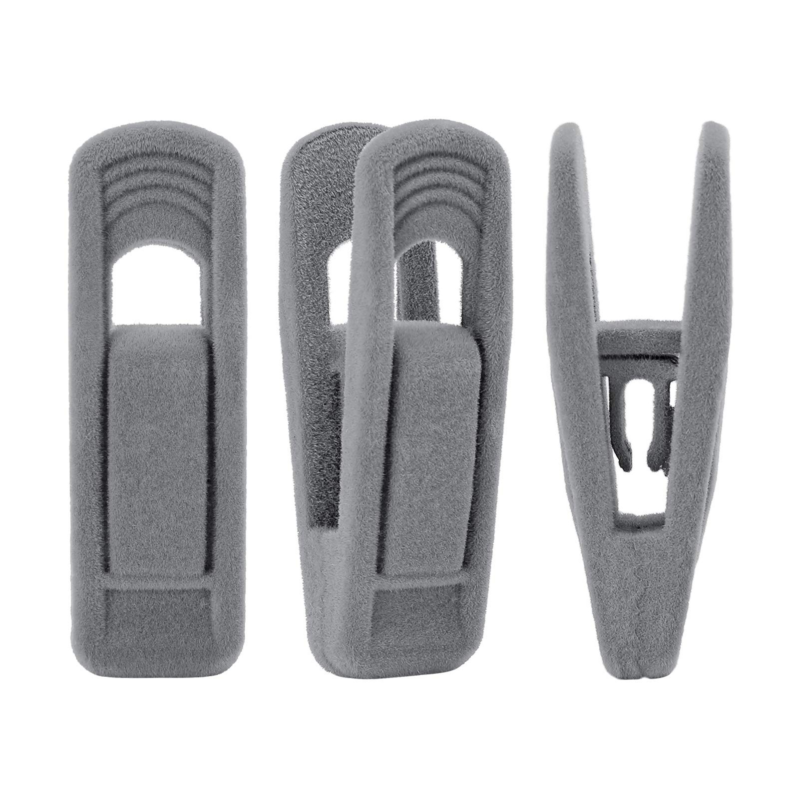 60 PCS Grey Velvet Hangers Clips Strong Finger Pants Hanger Thin Closet Hook