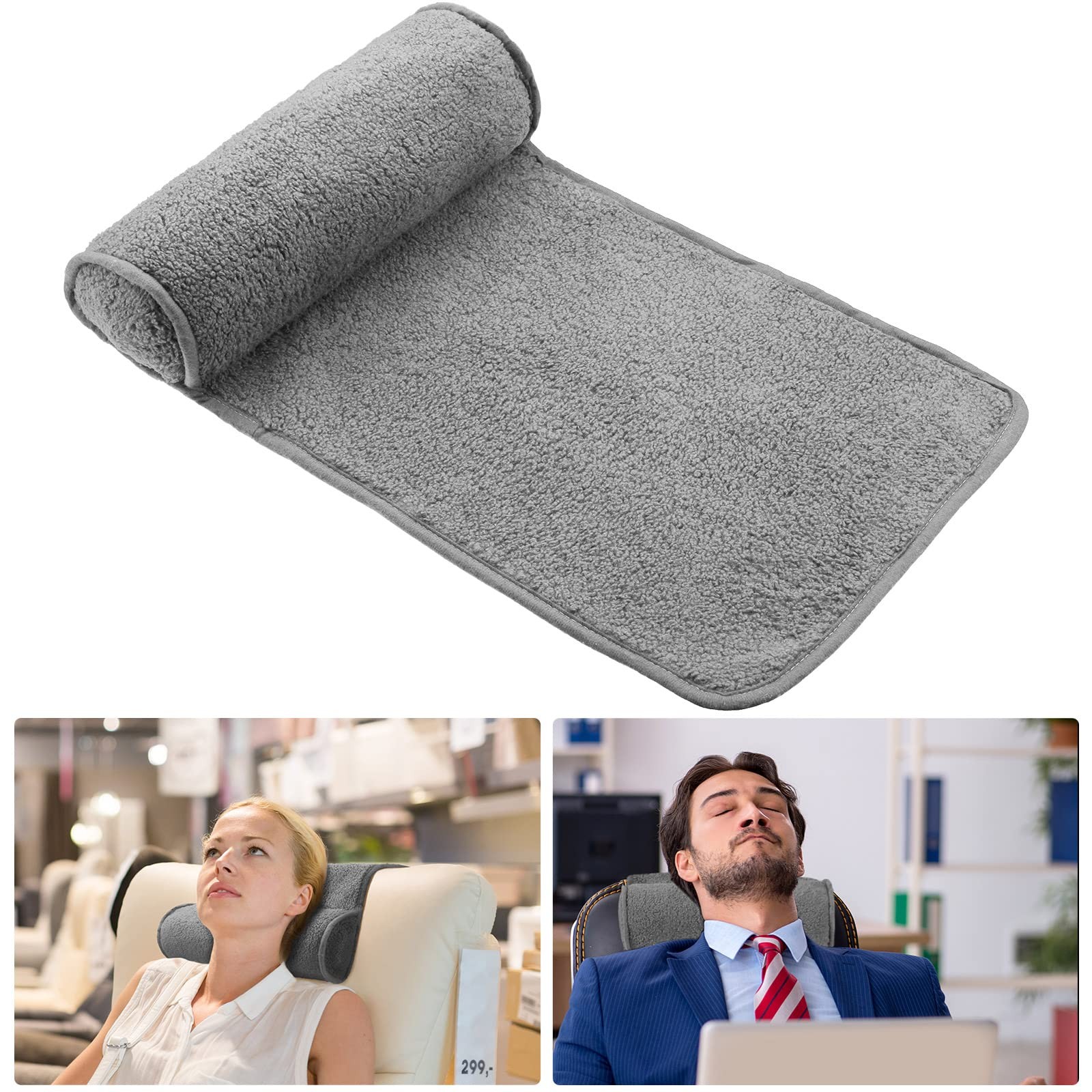 Weysat Neck Head Pillow for Recliner Chair Non Slip Fleece singel, Gray