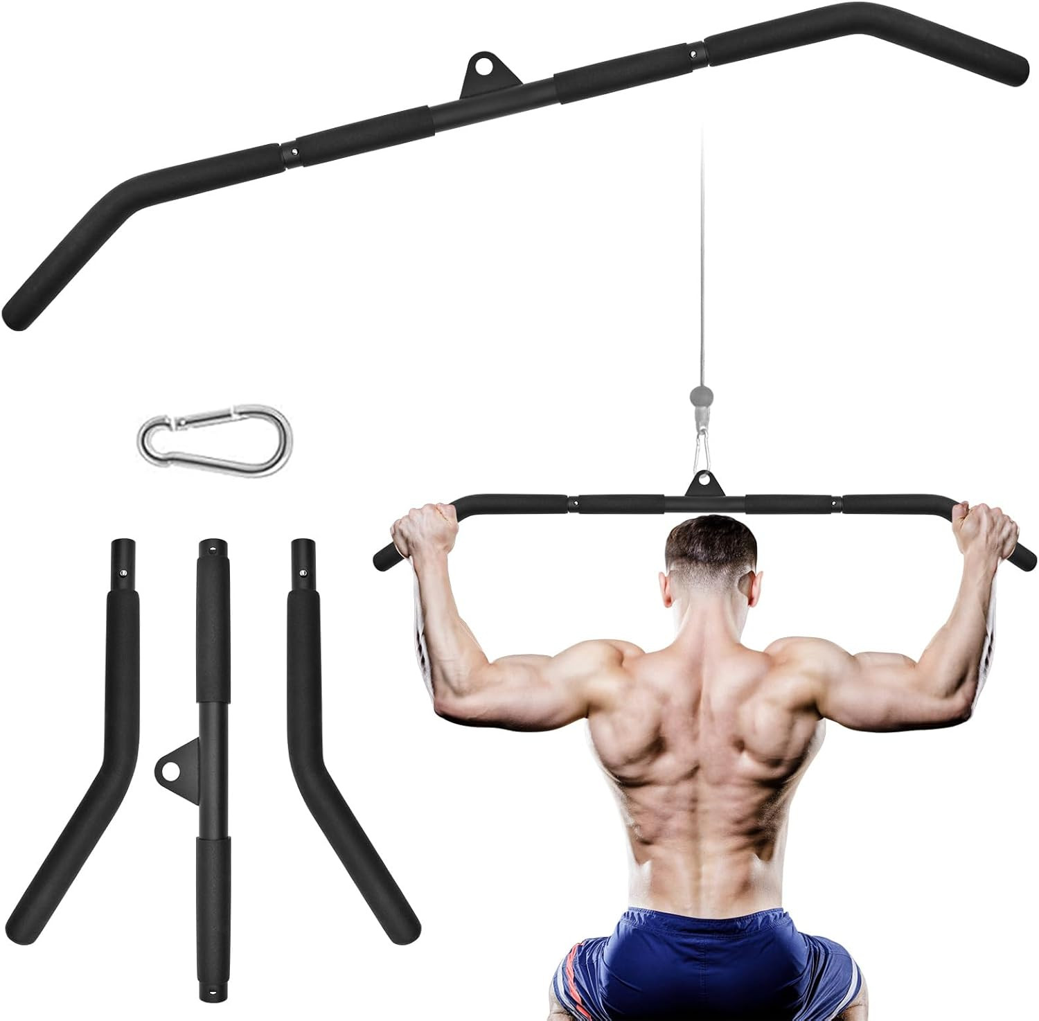Fitness Cable Pulley System, Gym LAT and Lift Pulldown Machine Attachments, Home