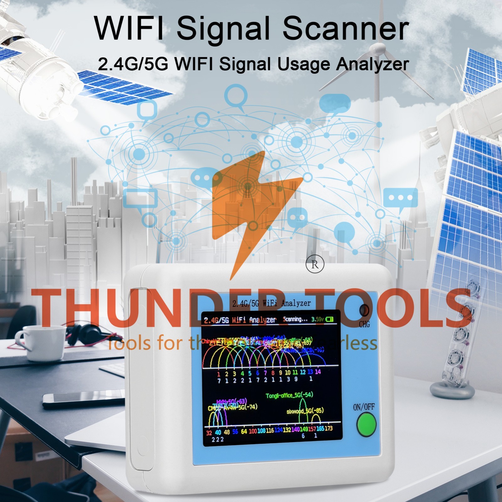 Thunder Tools WIFI Signal Scanner 2.4G/5G WIFI Signal Usage Analyzer