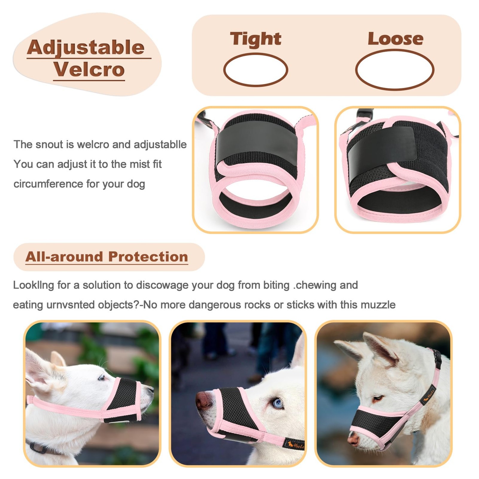 Dog Muzzle Nylon Soft Anti-Biting Barking SecureMesh Breathable Pets Muzzle f...