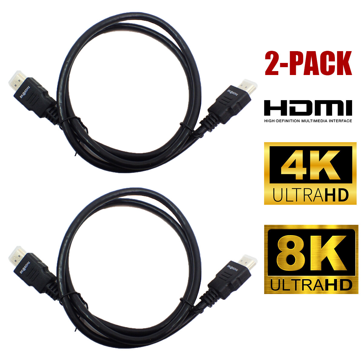 2-Pack HDMI Certified Preminum Cable 4K 1080P for TV Xbox Playstation Monitor