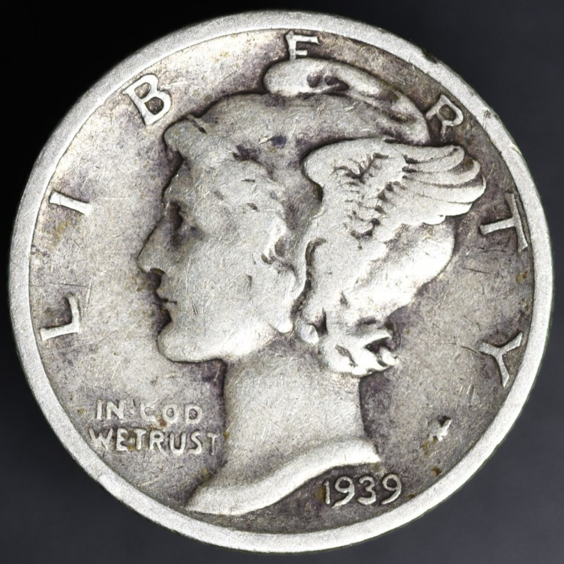 1939-D 10c Mercury Dime VF 90% Silver (#8857)