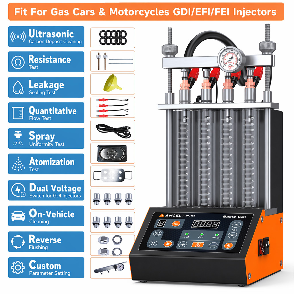 Car Motorcycle Ultrasonic Fuel Injector Cleaner Tester For GDI EFI Injectors