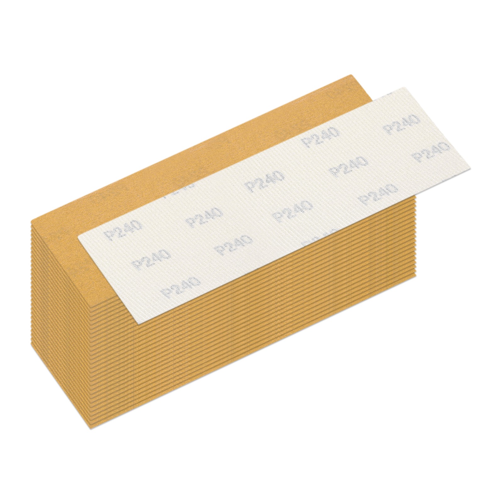 30 Pcs 240 Grit Dry Sandpapers, 1.2 x 3.5 Inch Sand Papers, Gold