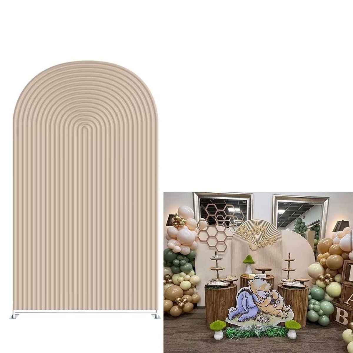 Ittsmnt Arch Fabric Backdrop Covers Wedding Ripples Beige Color Arched 6Ft