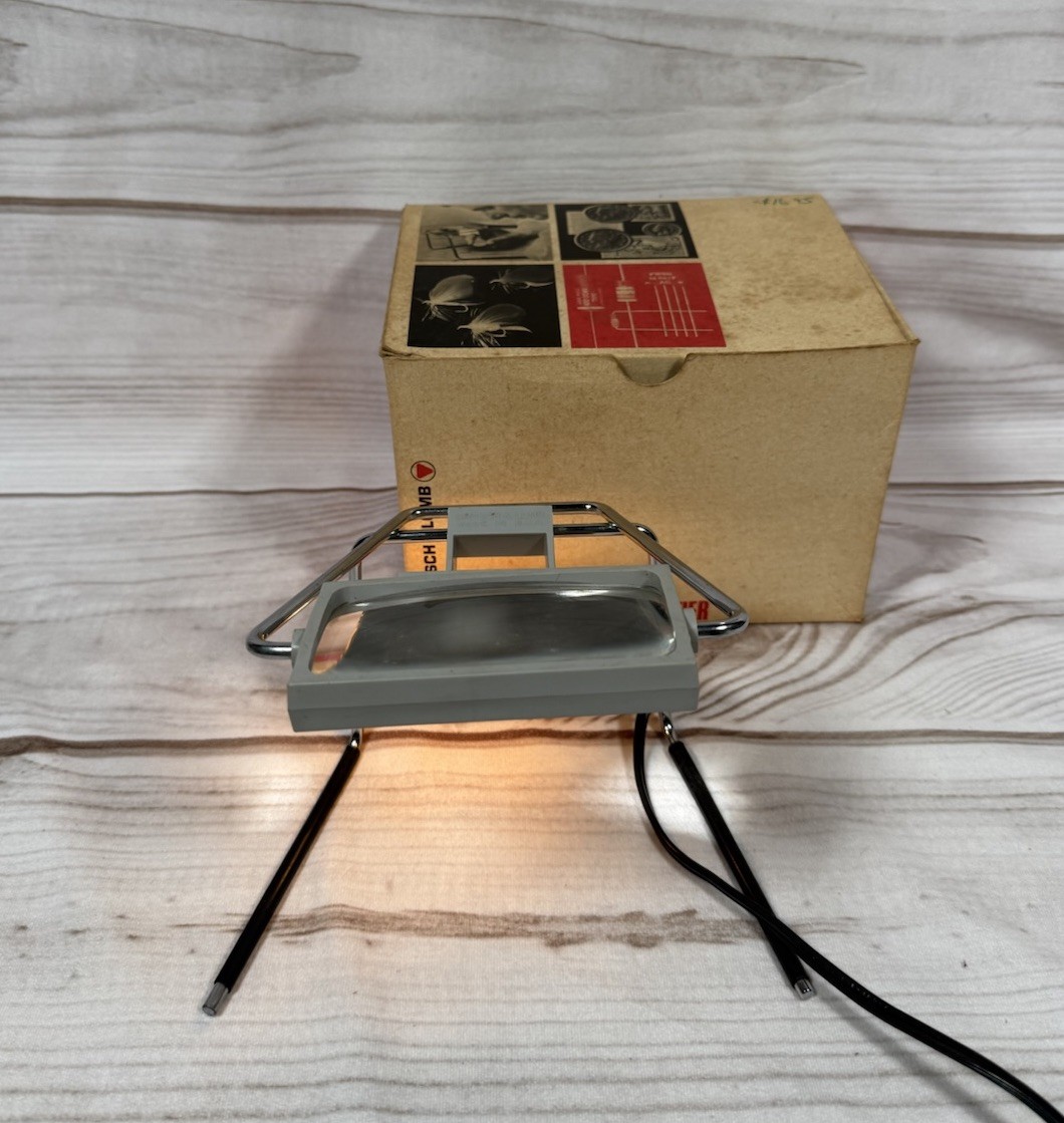 Vintage Bausch & Lomb Illuminated Stand Magnifier USA Working W Box