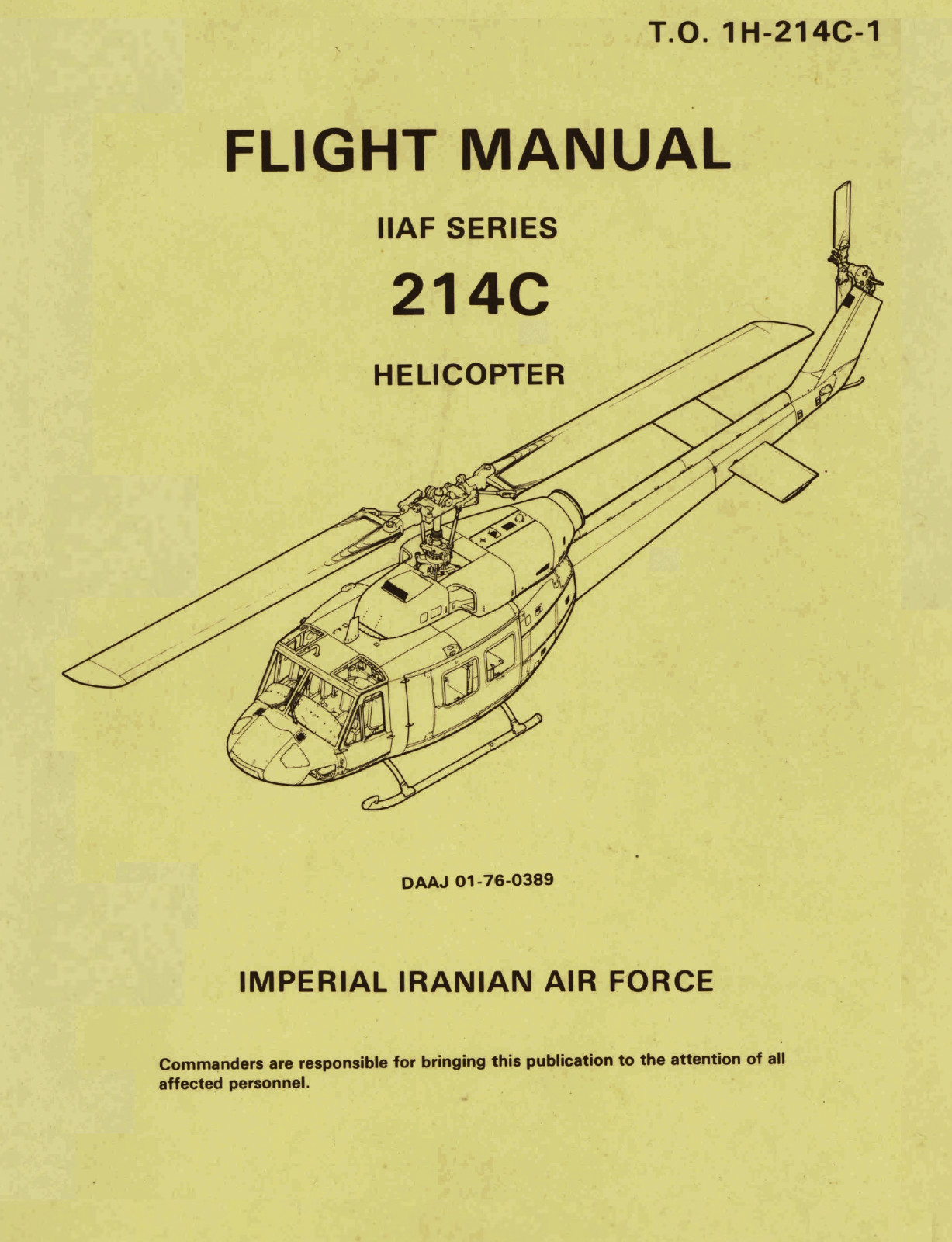 278 pg. BELL 214 1H-214C-1 Iranian Air Force Sea Rescue Flight Manual on Data CD