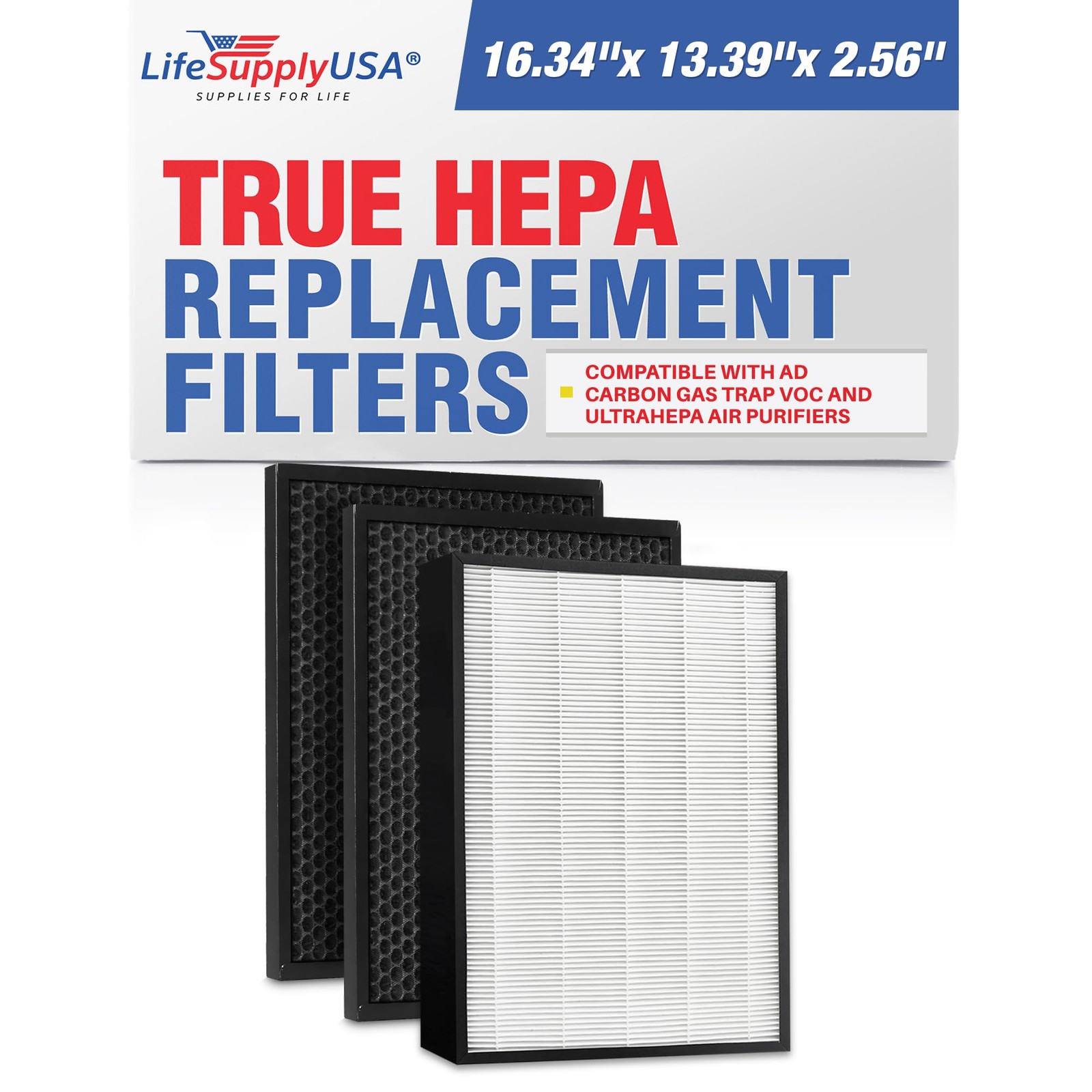 AD-300 HEPA Carbon Filter Replacement Set for Air Doctor AD3000 / AD3500 Cleaner