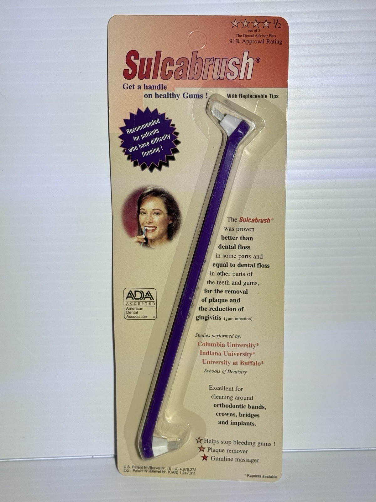 Sulcabrush For Healthy Gums Dental Oral Cleaning Gum Brush Purple NEW! NIB