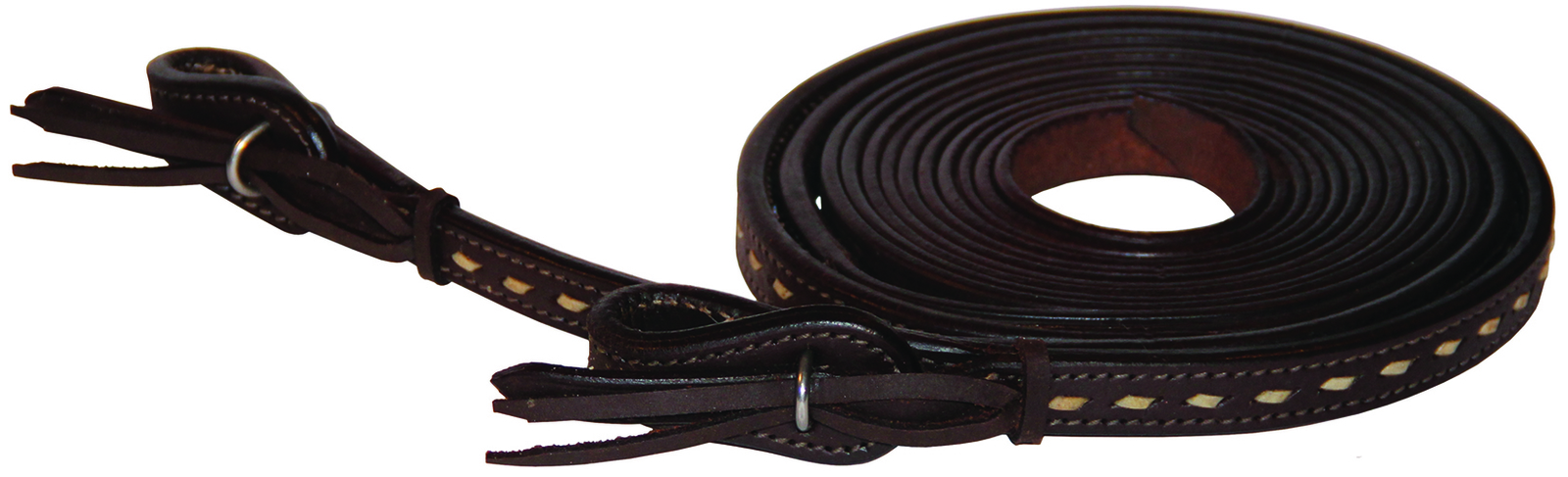 Buffalo Leather Oiled Split Reins with Natural Rawhide Buckstitch