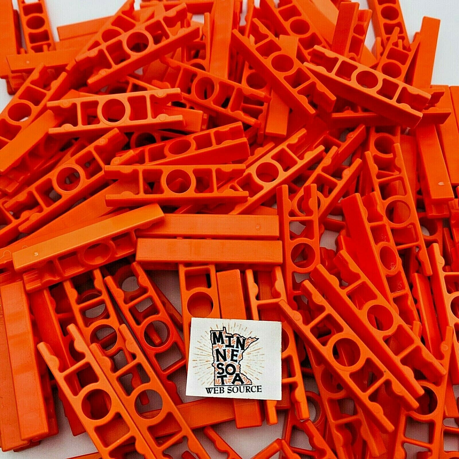 (200) K’NEX Orange Ladder 2‑Way Straight Connectors – USED OEM – Standard