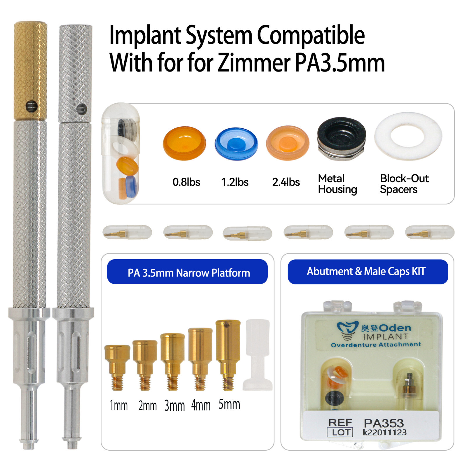 US Dental PA3.5 AH=1/2/3/4/5mm Abutment for Zimmer BEGO 3.75 MIS Cortex Adin