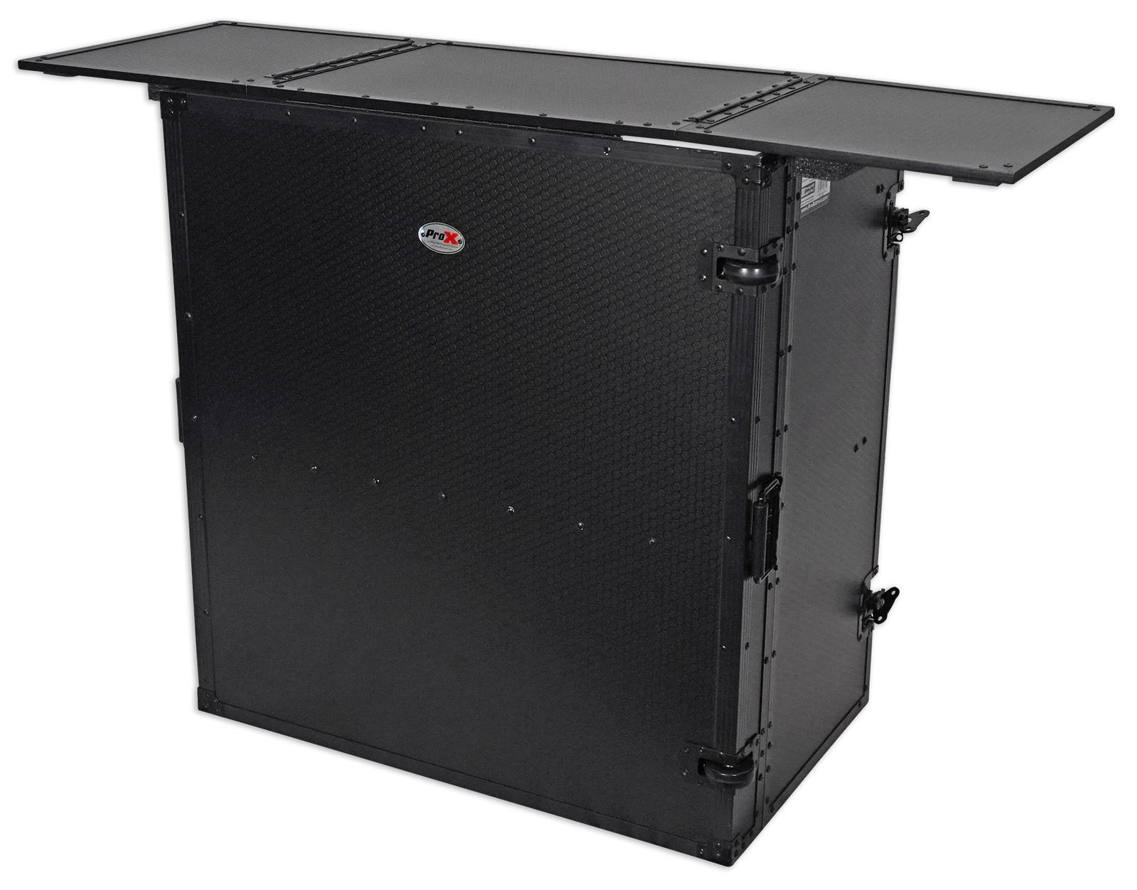ProX XS-DJSTN BL Portable Foldout Mobile DJ Combo Table Desk Facade w/ Wheels