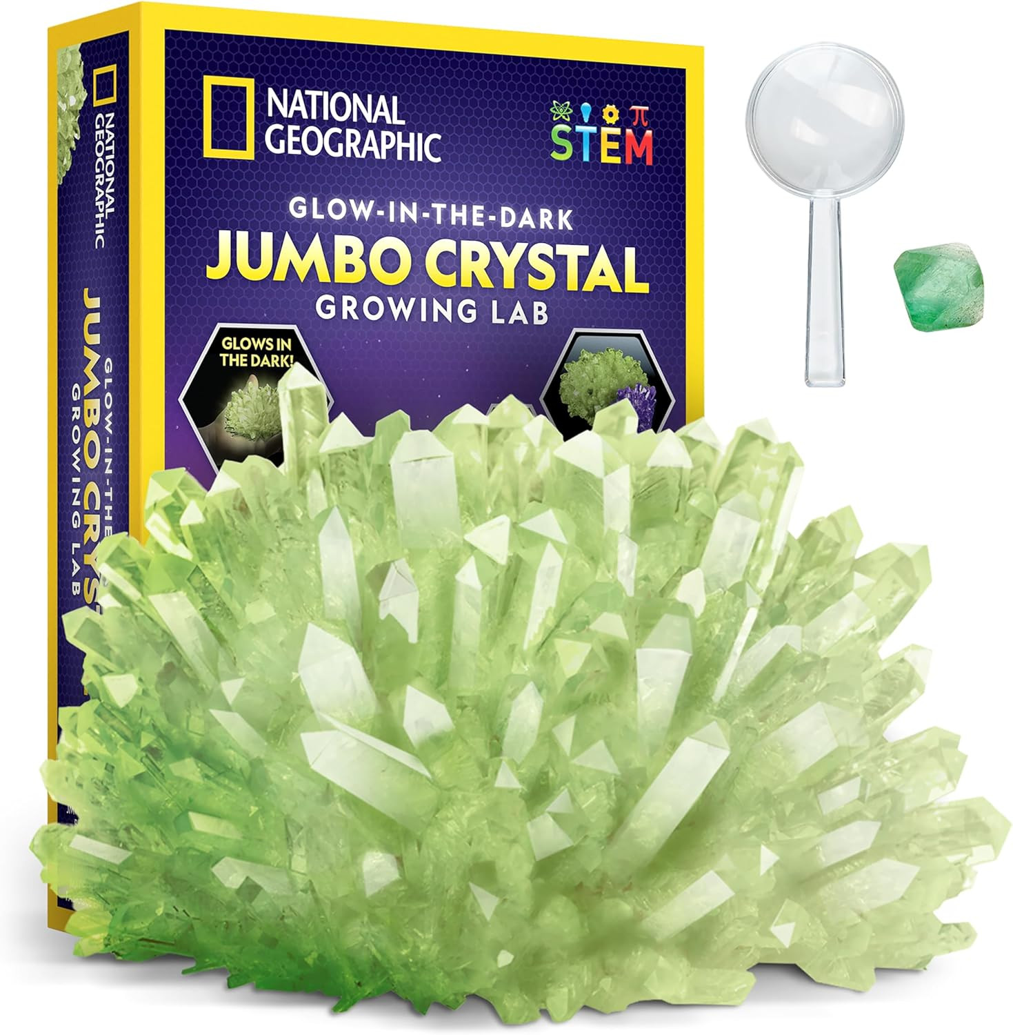 National Geographic Jumbo Crystal Growing Kit - Grow Your Own Giant Glow in the