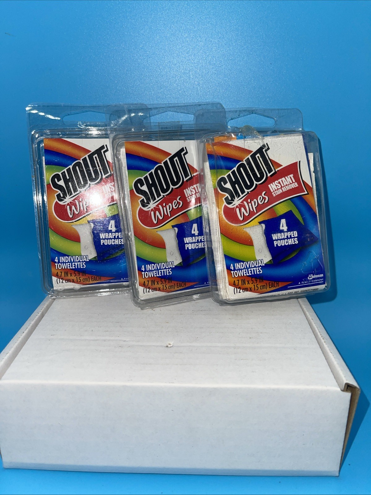 NOS 2008 Shout Wipe & Go Instant Stain Remover 2X Travel Packs of 4 + (11 Total)