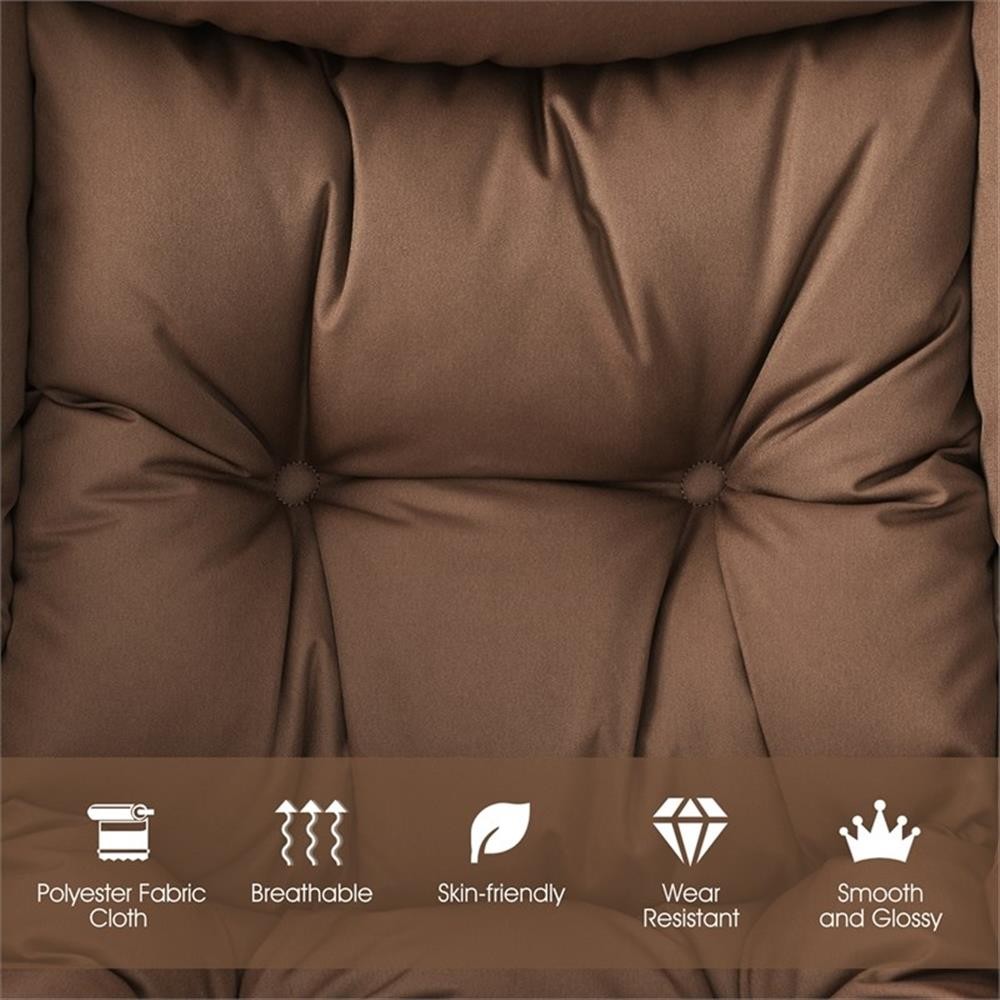 Pemberly Row Polyester Fabric Lazy Chair Single Sofa Chair w/ Side Pocket Brown