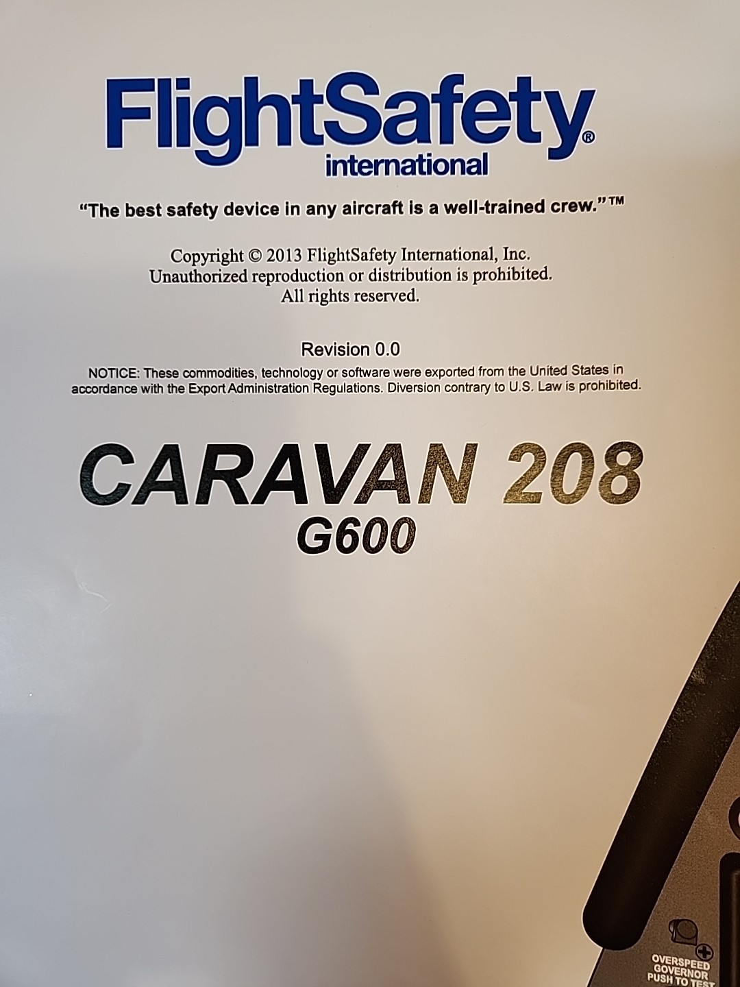 FlightSafety Caravan 208 G600 Instrument Panel Poster