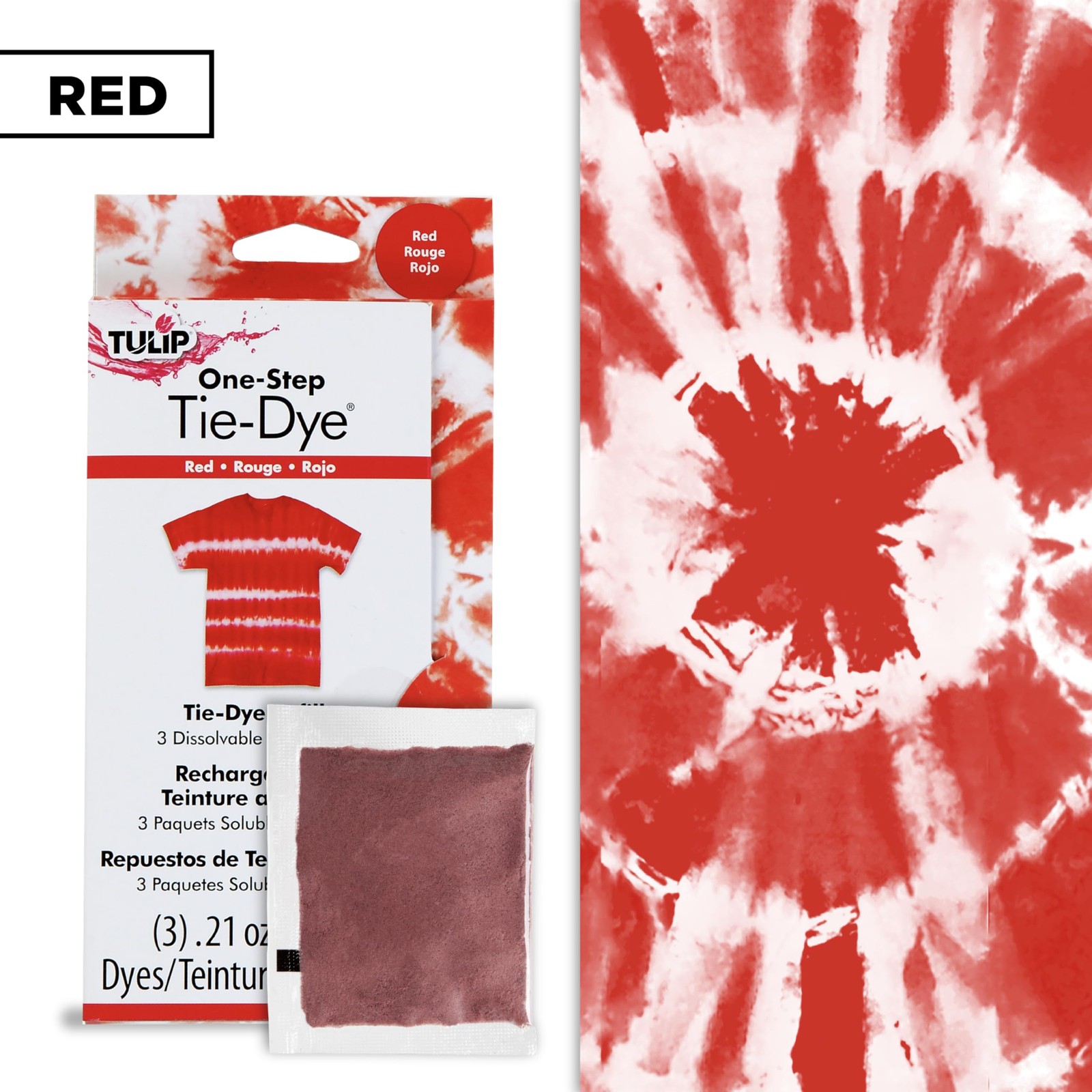 Tulip One Step Dye Refills Red Packets For Vibrant Fabric Dyeing 3 Pack