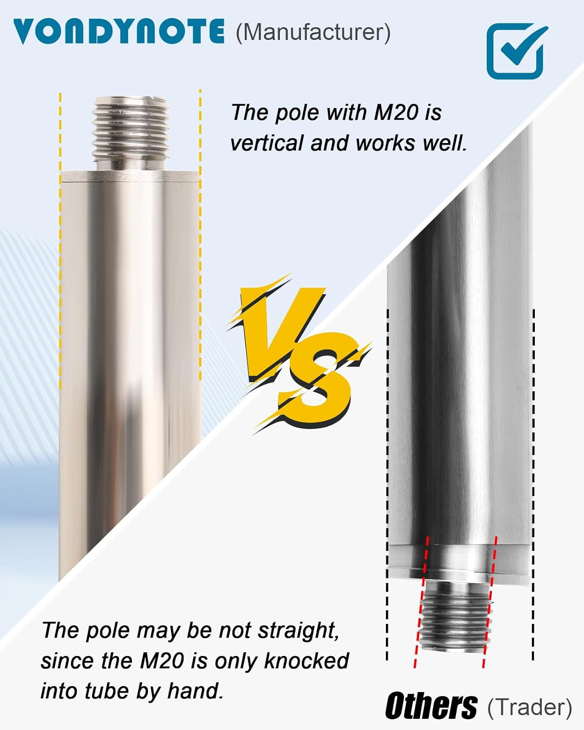 2 Pack Speaker Poles Subwoofer M20 Threaded 30"-48" Height Adjustable Pole 35mm