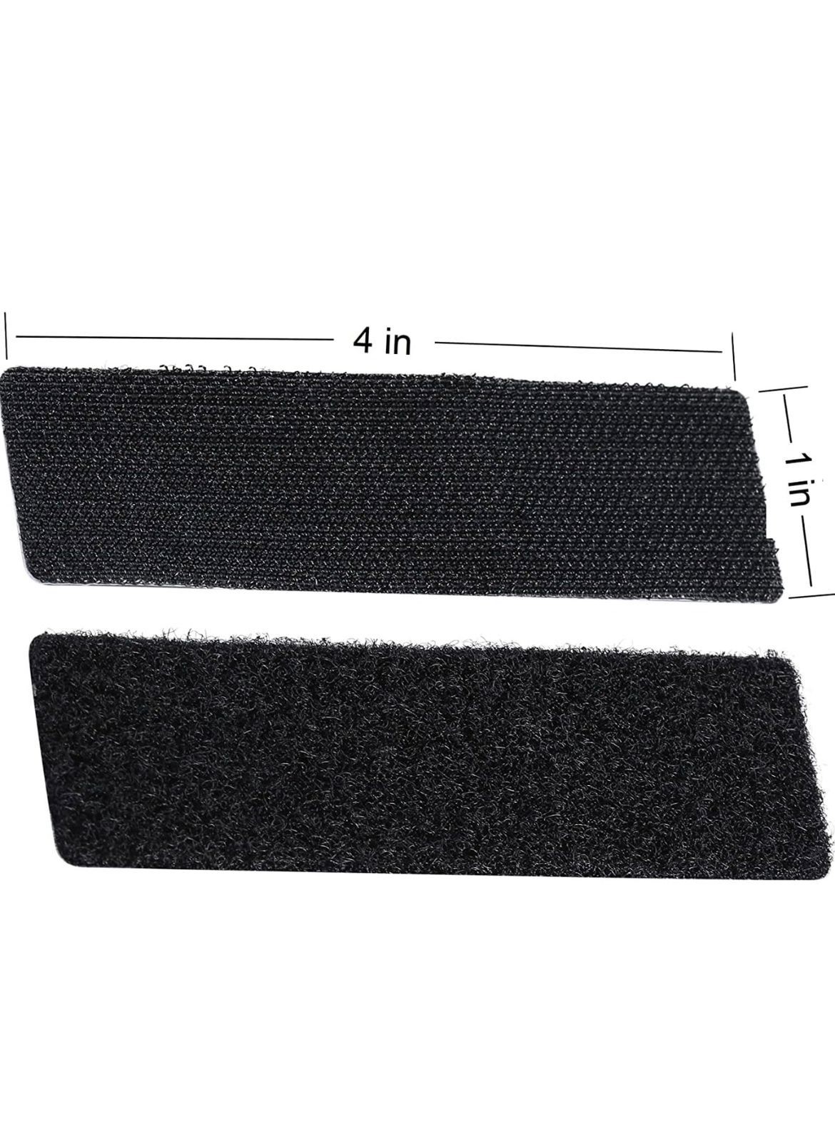20 Sets Heavy Duty Hook & Loop Adhesive Strips 1x4” Black Sticky Back Fastener