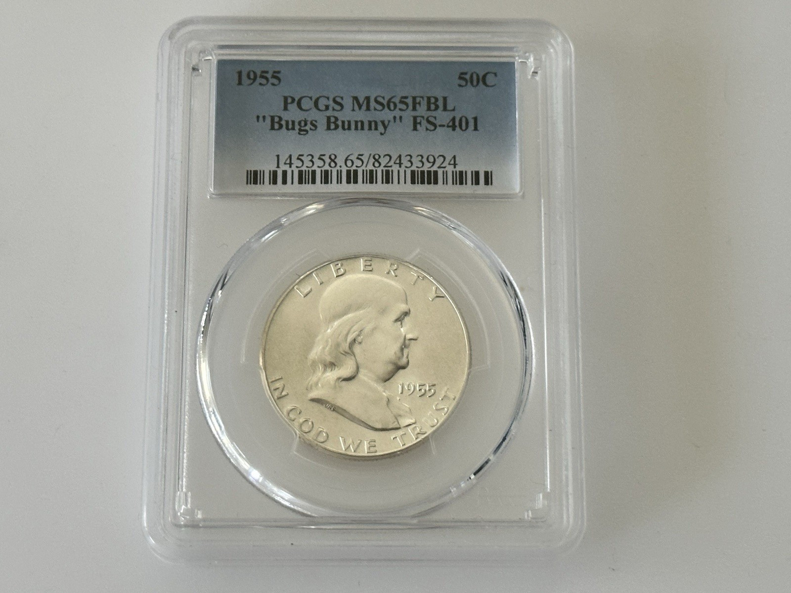 1955 Franklin Half Dollar PCGS MS65 FBL Bugs Bunny FS-401 50C 90% Silver