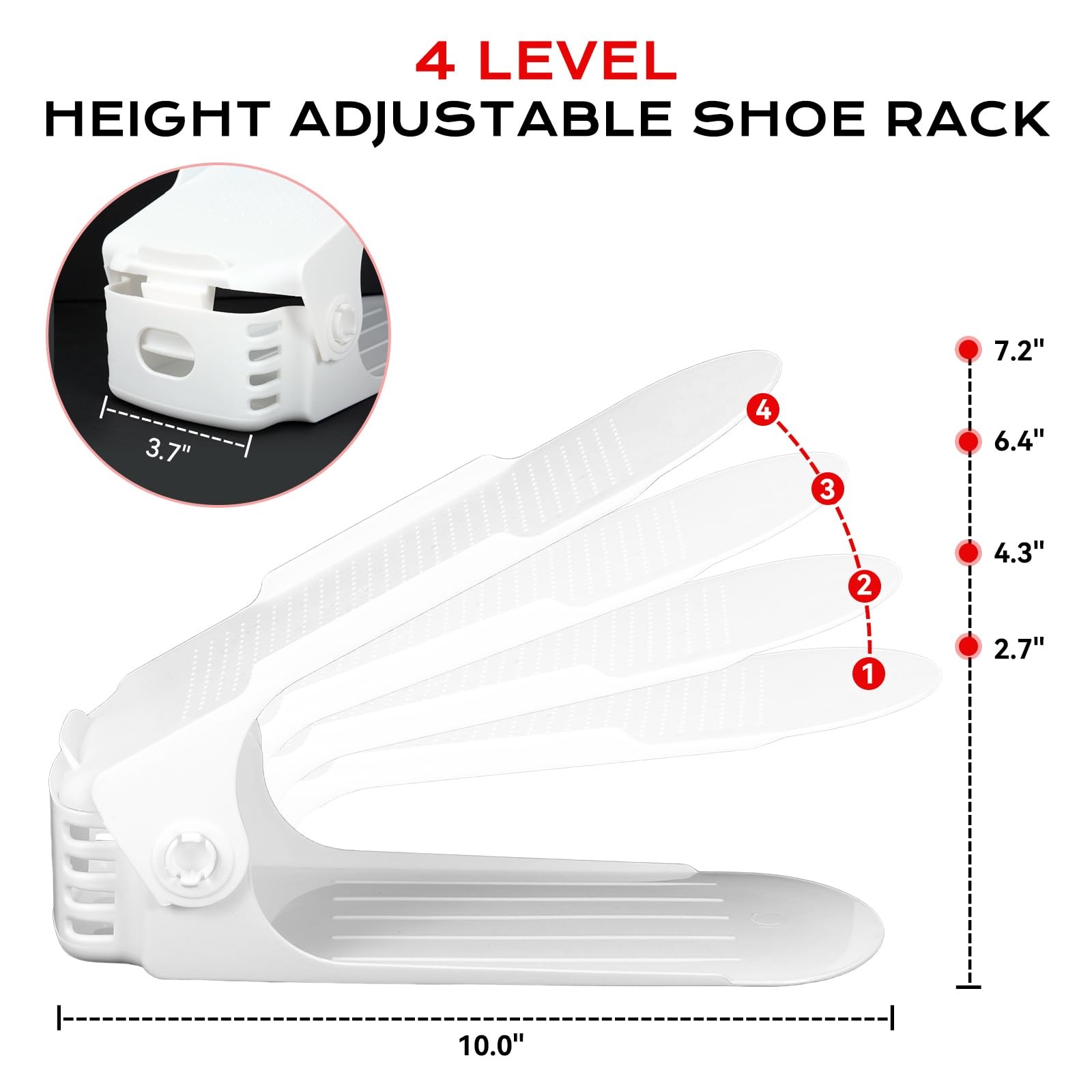 20 Pcs White Shoe Slots Organizer Space Saving Stackers