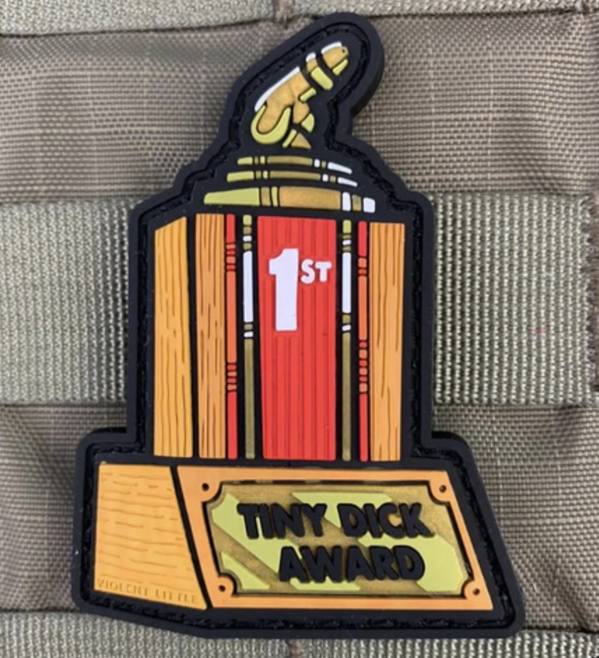 VIOLENT LITTLE MACHINE SHOP “TINY D*CK AWARD” PVC PATCH 1ST PLACE TROPHY HUMOR