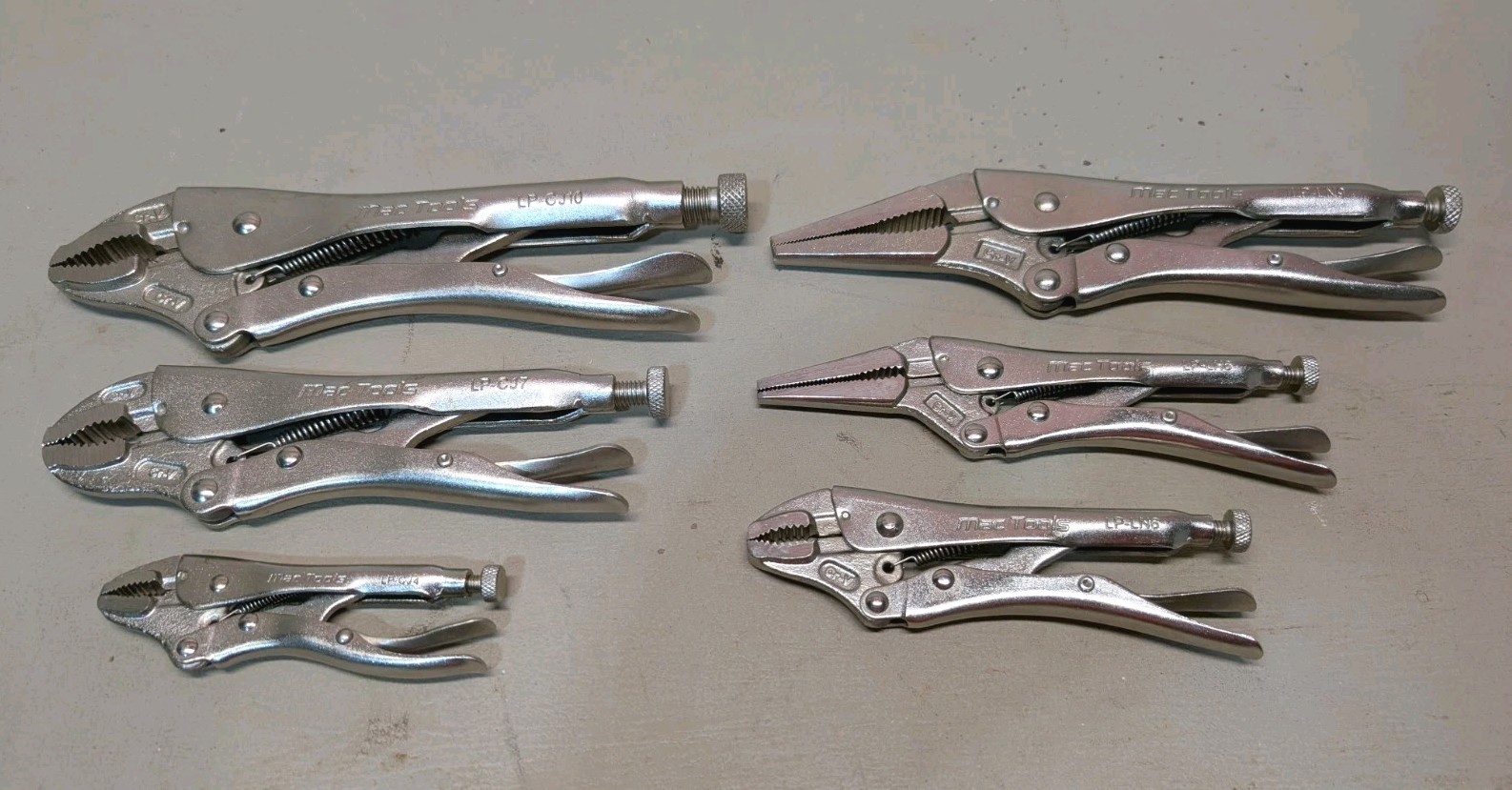 New Old Stock Mac Tools 5 Pc Locking Combination Vice Grip Pliers Set