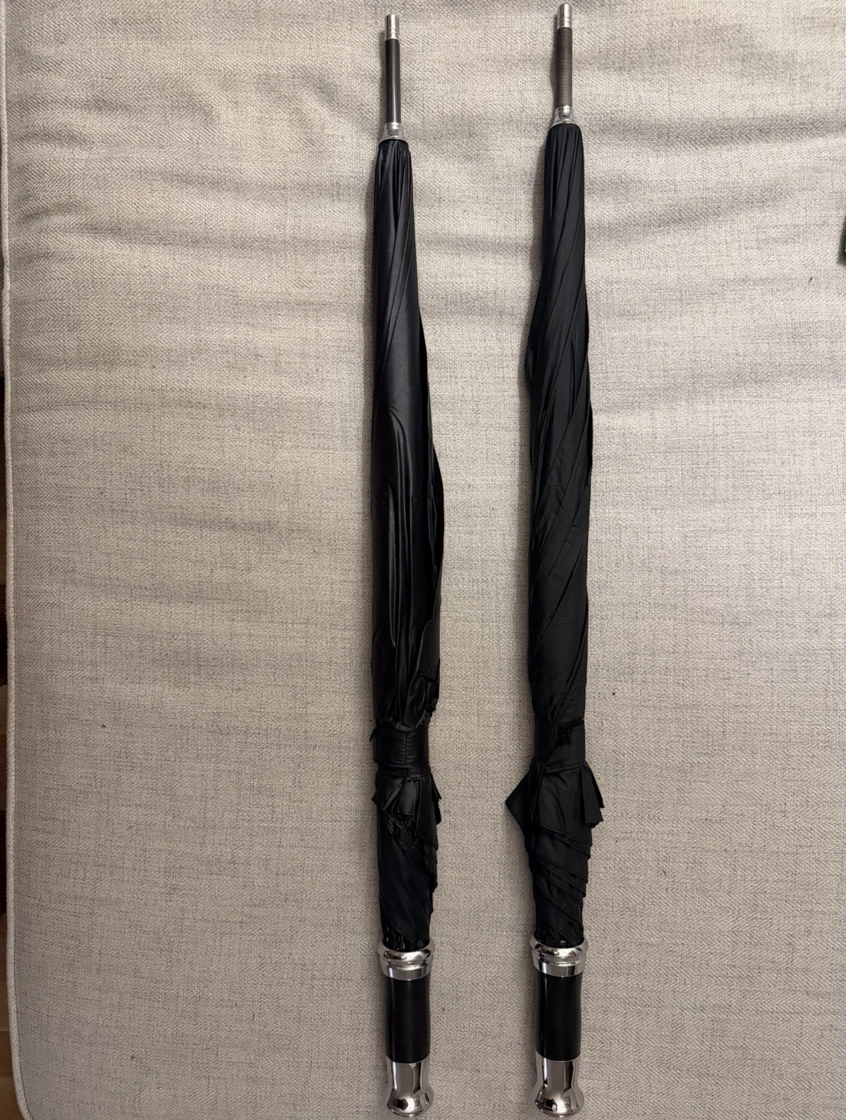 Rolls-Royce Set of 2 Men’s Black Solid Stick Umbrellas Silver Handles RR