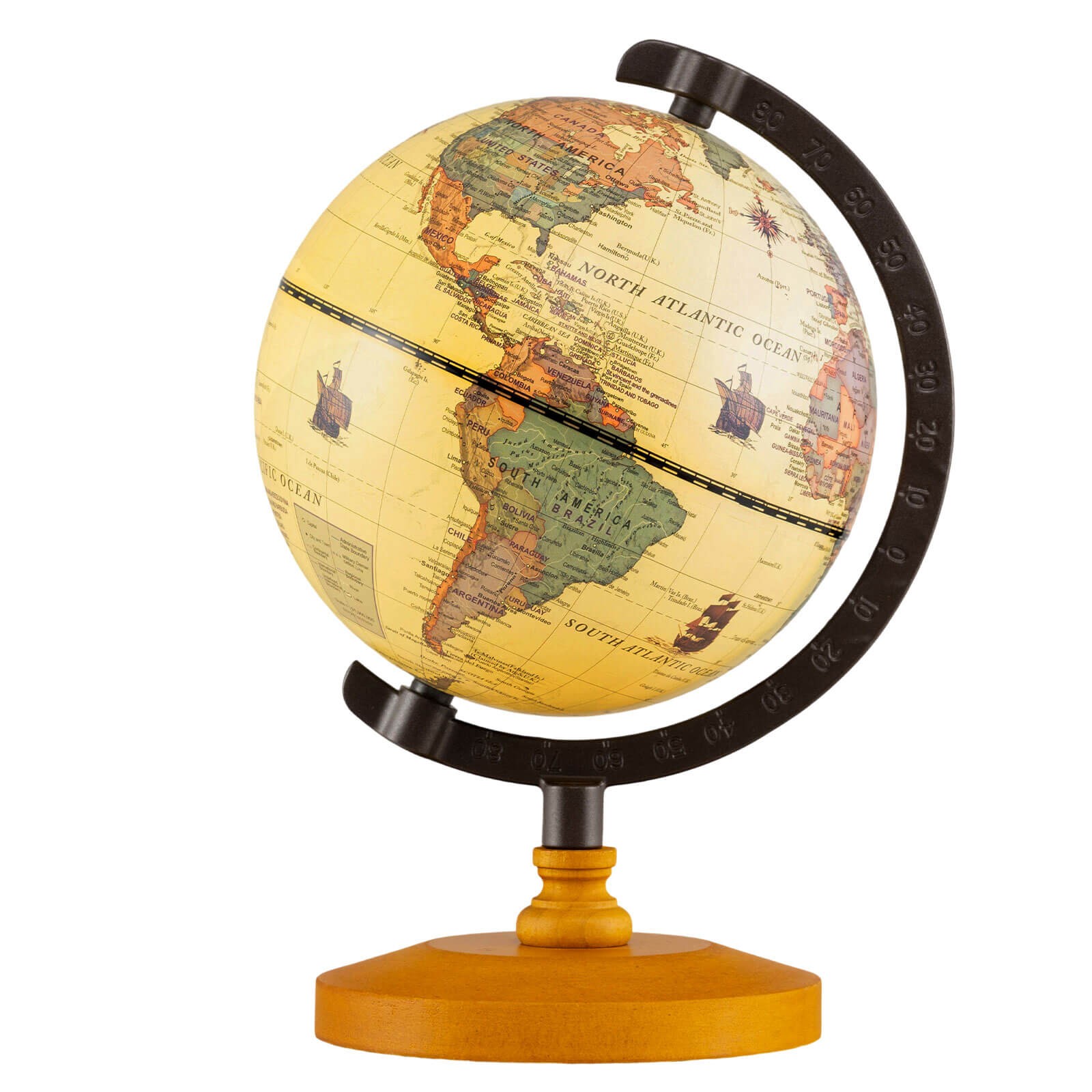 Antique World Globe for Kids & Adults 5.5-Inch Desktop Rotating Globe for Home