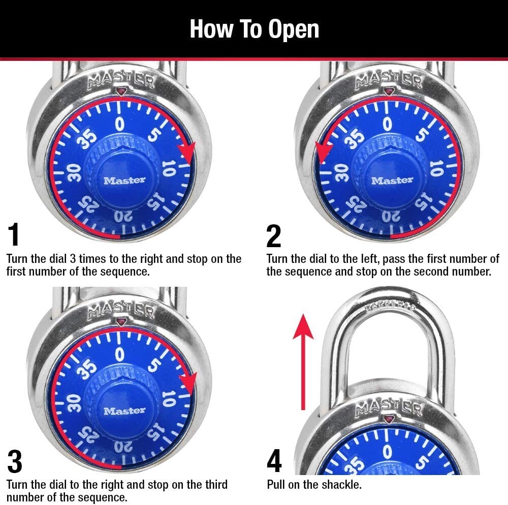 Master Lock 1506D Locker Combination Padlock, 1 Pack, Blue