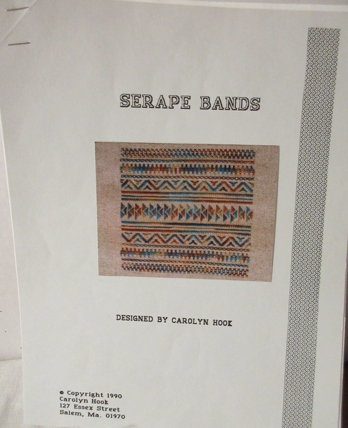 SERAPE BANDS Needlepoint/Ctd Thread Pattern BY CAROLYN HOOK 1990